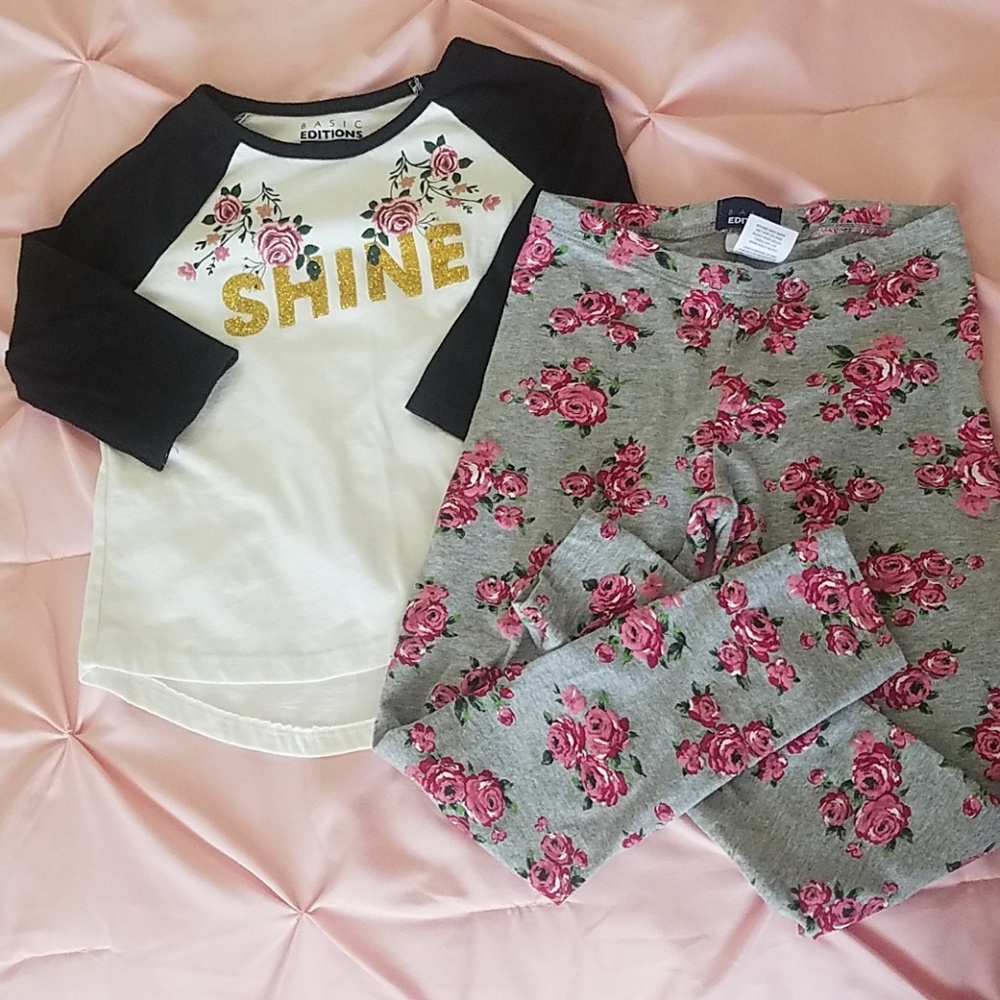 Girl's baseball tee and leggings 2pc set